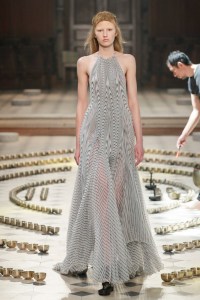 Iris van Herpen Seijaku couture creation inspired by cymatics and sound waves, with hand-blown glass bubbles coated in silicone forming bioluminescent patterns.